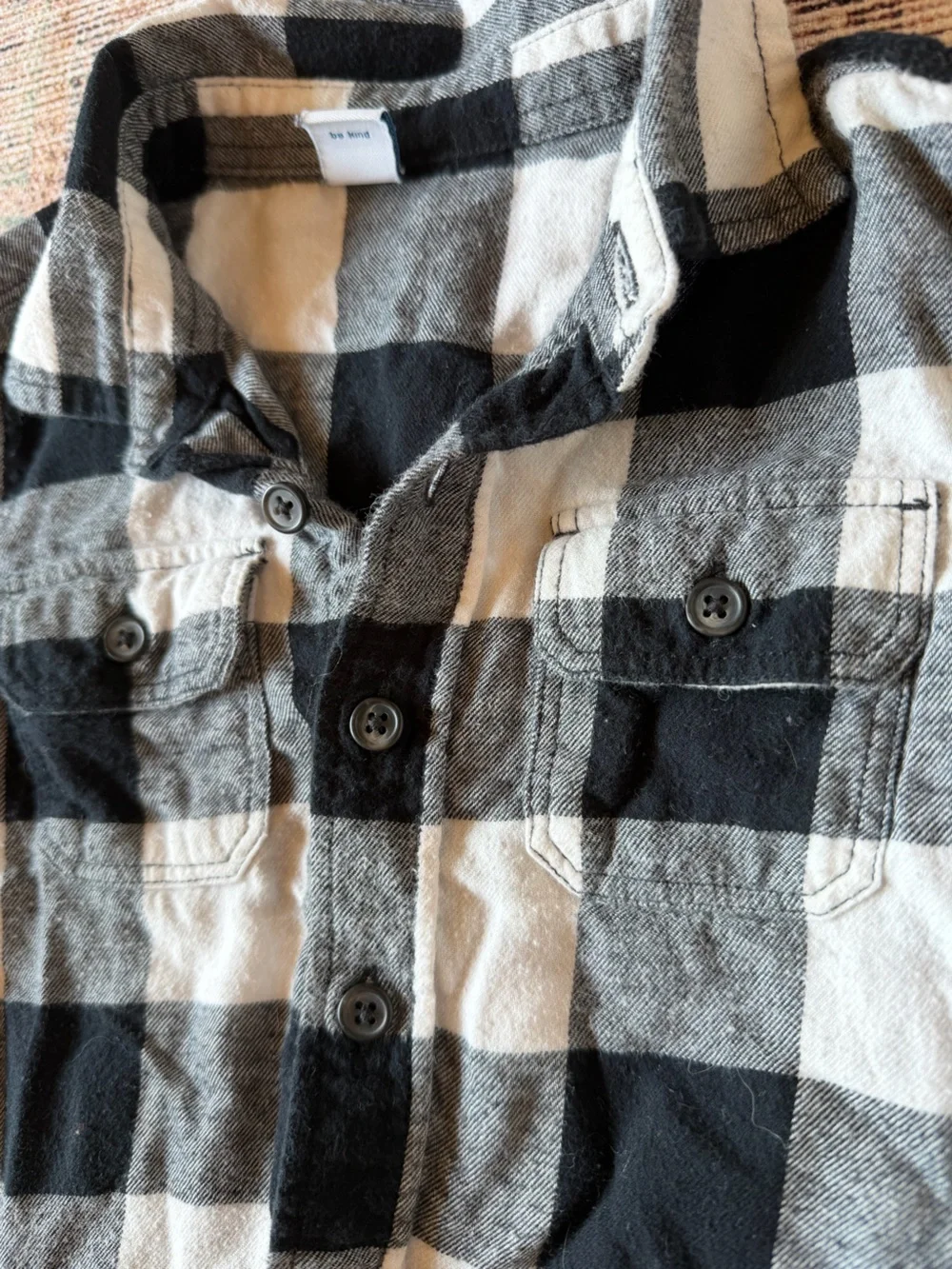Old Navy Black and White Plaid Button-Down Shirt